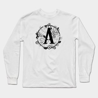 Black & White A Initial Long Sleeve T-Shirt